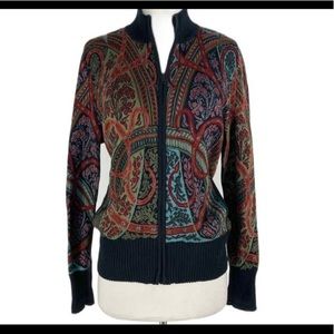 Peruvian Connection Kashmiri Zip Pima Cardigan small NWOT